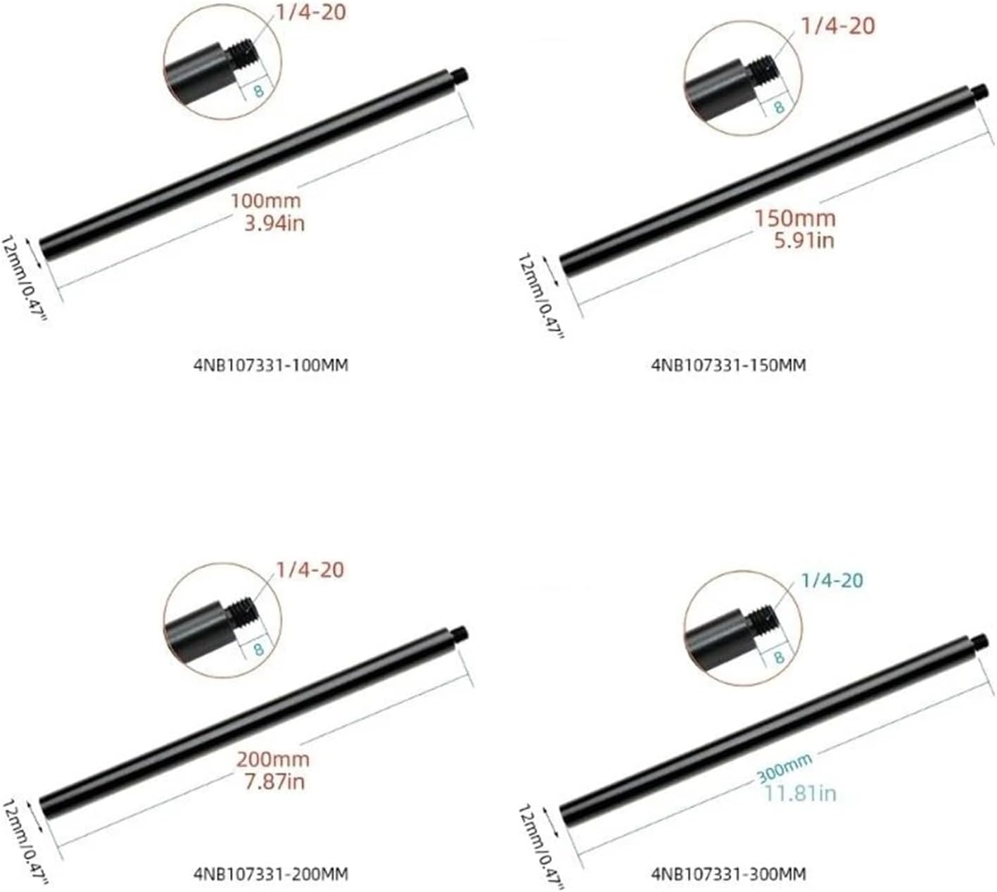 Straight Tube Lamp Stems 5pcs Extension Rod 1/4" For Light Fixture Assembly Or Repair(200mm)