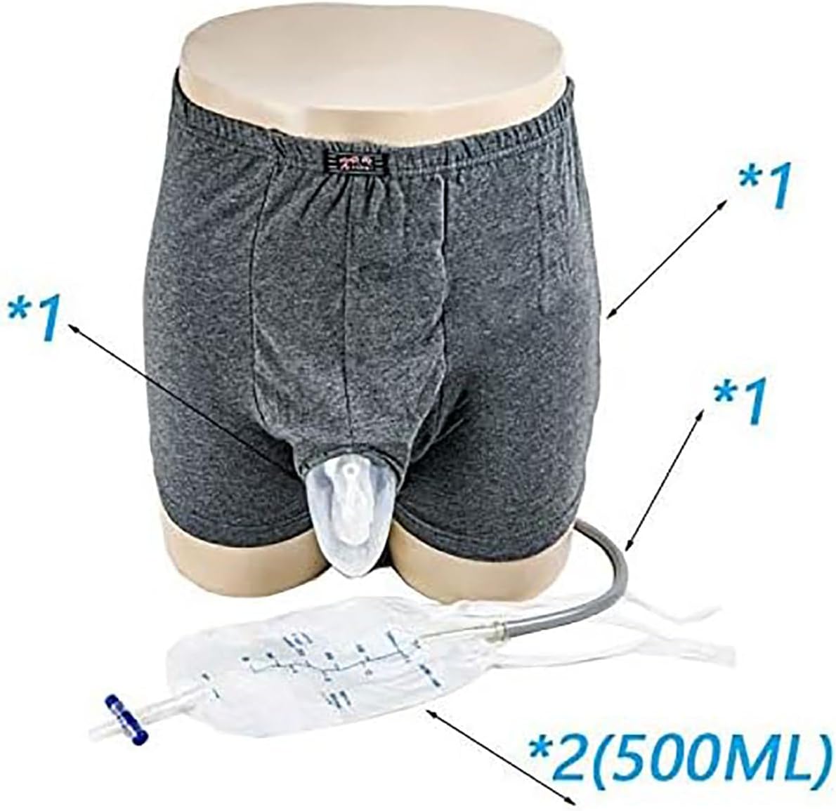 ICEMOB 76 to 106CM, Male Urine Collection System,Wearable Urinal for Men,Two 500Ml Urine Collection Bag,Reusable Male Incontinence Devices,External Urinary Catheter for Male,Silicone
