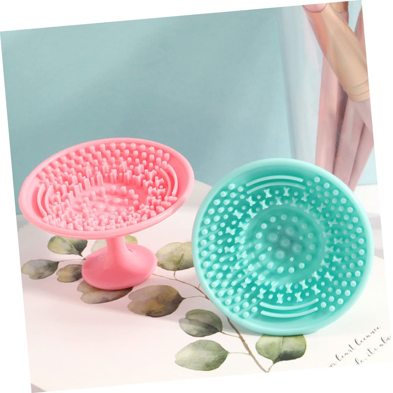 FRCOLOR 24pezzi Tappetini Silicone Per Pulizia Pennelli Trucco Strumento Maneggevole Per Lavare Accessori Cosmetici Per Ombretti e Sopracciglia