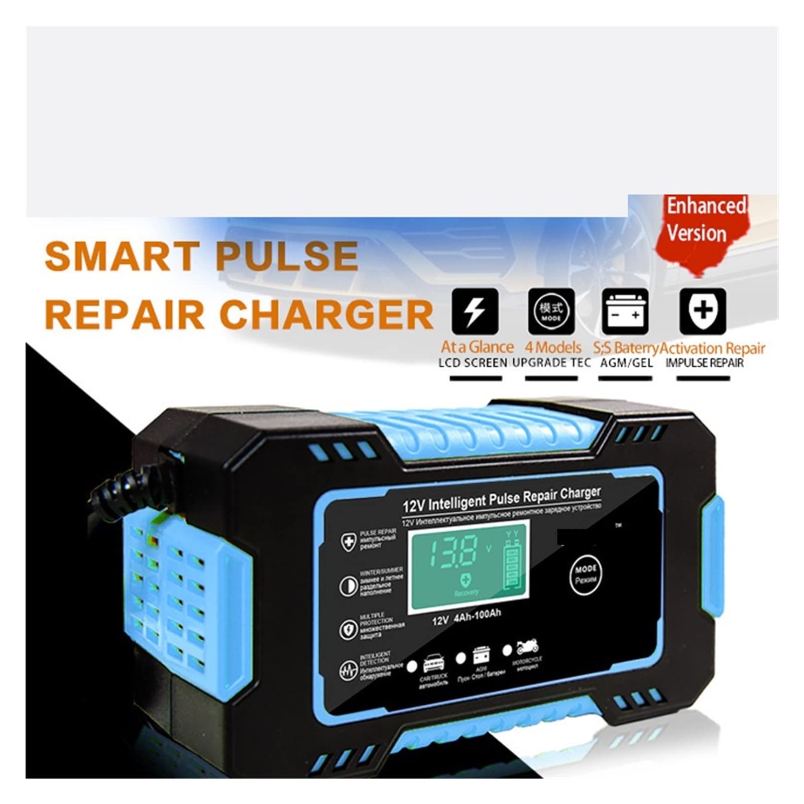 Ładowarka do akumulatorów samochodowych 12 V Car and Motorcycle Carger Intelligent Pulse Repair Akumulator kwasowy