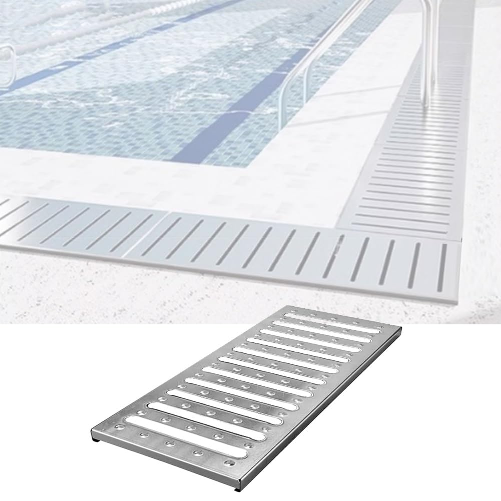 Genérico Rejilla de desagüe de Acero Inoxidable - 25 x 58 cm (9,8 x 22,8 Pulgadas) para Cocina y jardín, Rejillas de Drenaje de Agua de Lluvia duraderas para una protección óptima de la Zanja de alca