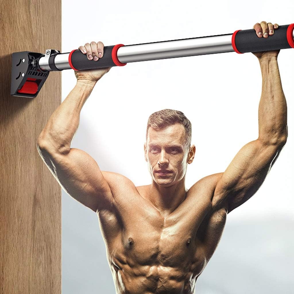Pull-Up Bars Horizontal Bar Door Horizontal Bar Punch-Free Retractable Pull-up Device Home Wall Stretching Training Equipment Strength Training Equipment (Color : Black, Size : 110-135CM)