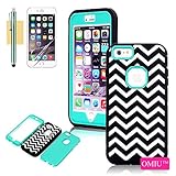 iPhone 6 Plus Case, OMIU(TM) [White Chevron Design] Bran-new Durable Silicone+PC Combo Cool Hybrid 3 Layers Bumper Shock-Absorption Slim Hard Back Case Cover Protector Fit For Apple iPhone 6 Plus(5.5)(Green), Sent Screen Protector+Stylus+Cleaning Cloth