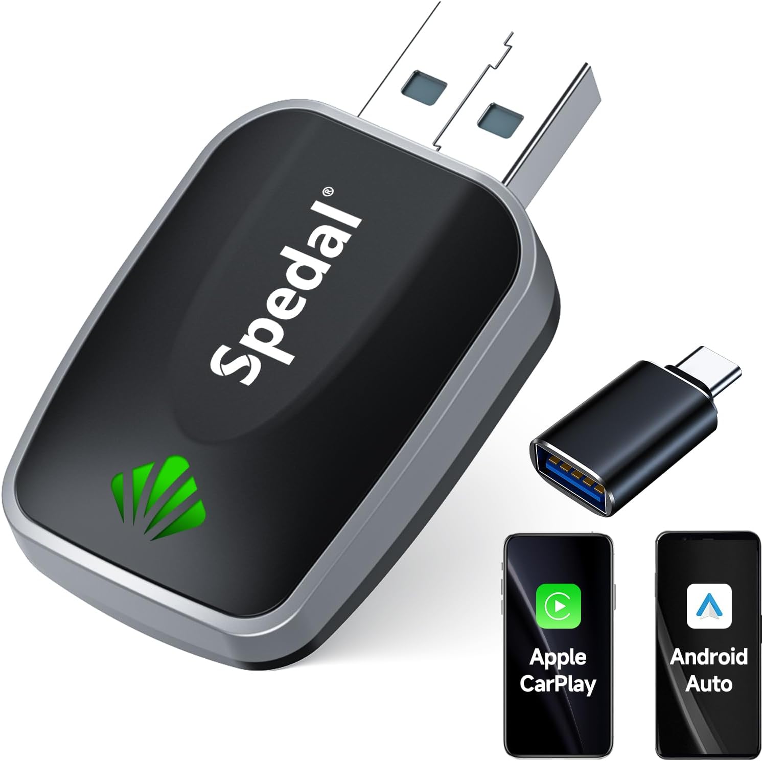 CL320 2 in 1 Wireless CarPlay Adapter, Plug & Plug Auto Connect No Delay, Converts Wired to Wireless for Factory Wired Cars from 2016+, Compatible for iPhone & Android Phone, USB-C to A Cable