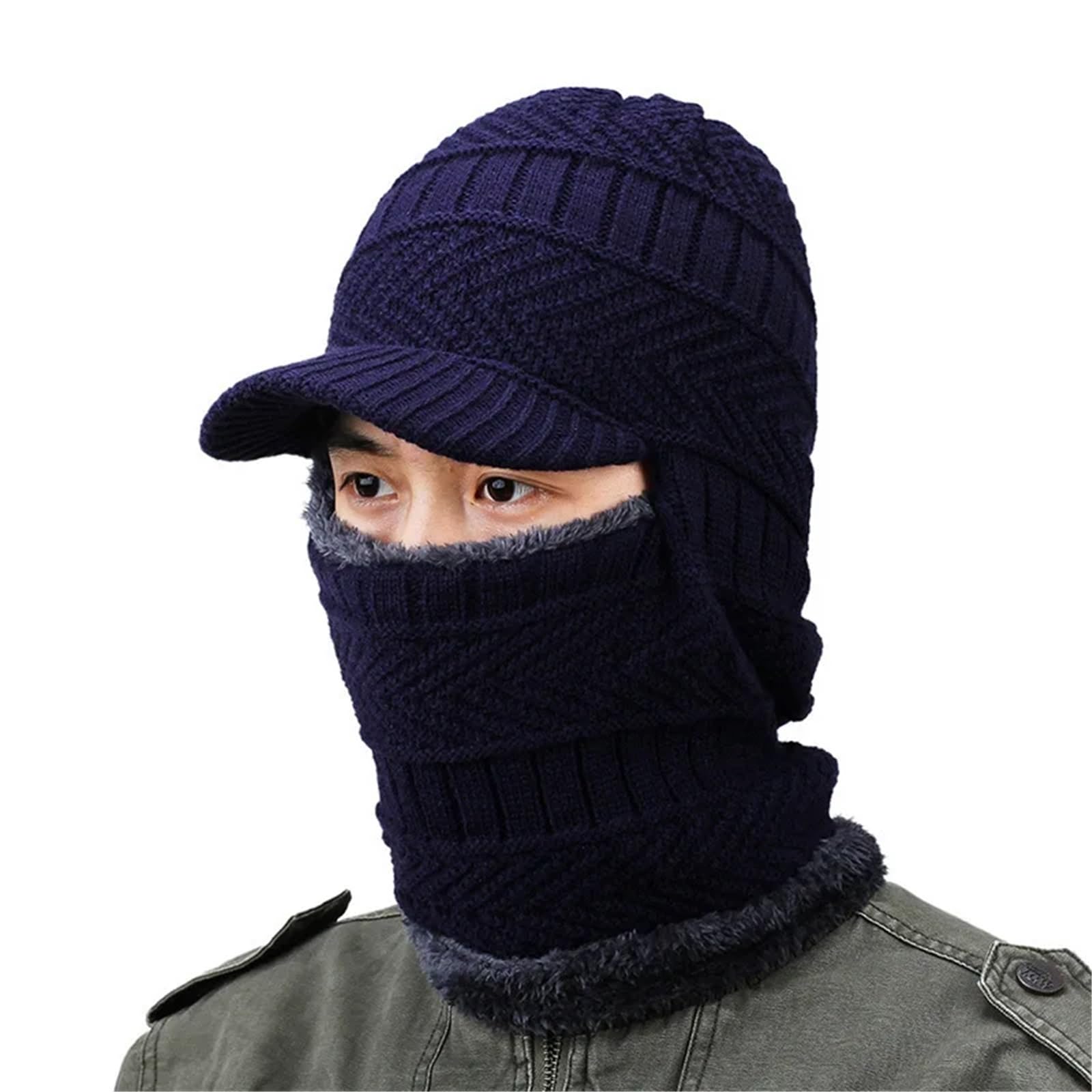 Pasamontañas 2 uds pasamontañas Sombrero de Invierno for Hombres for Hombres Mujeres Bufanda Gorro pasamontañas máscara capó Sombrero de Punto