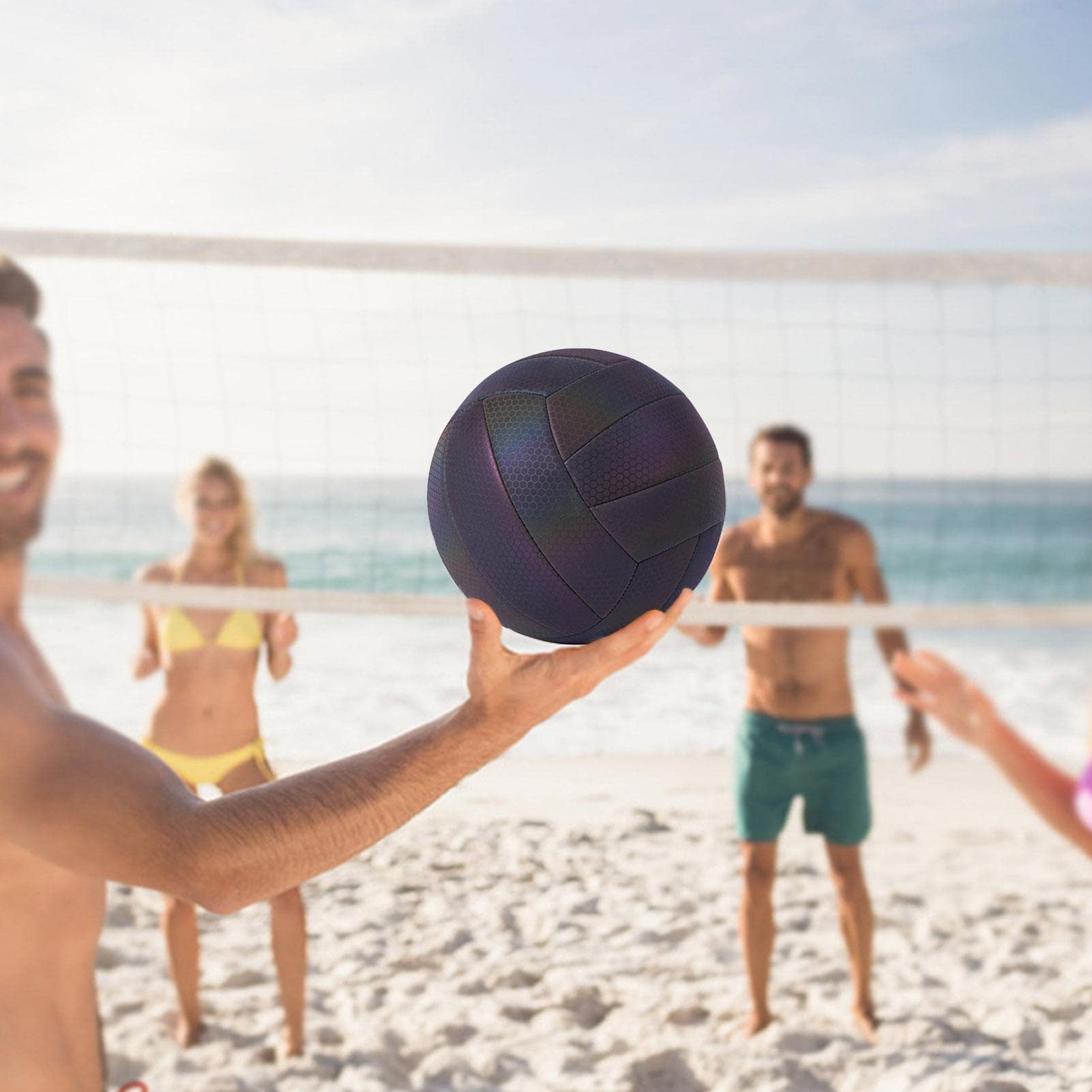Holographisch Leuchtender Reflektierender Volleyball - Leuchtender Volleyball Größe 5 Sport Ballspiel Geschenke Für Indoor Outdoor Nachtspiel, Training