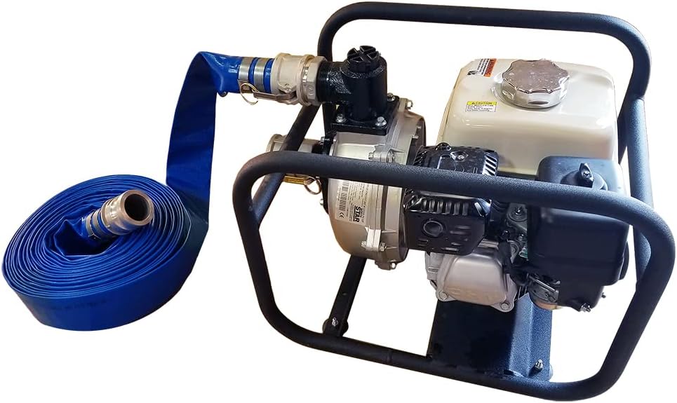 Pump Water Hose - Blue PVC Drain Backwash Discharge Hose - Camlock Fittings 2" x 50'