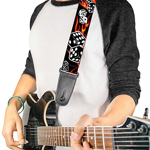 Buckle-down Sangle de guitare 34-60″ Flaming Dice - Les Beatles, Paul McCartney, John Lennon, RIngo Starr, George Harrison Buckle-down Sangle de guitare 34-60" Flaming Dice – Image 3