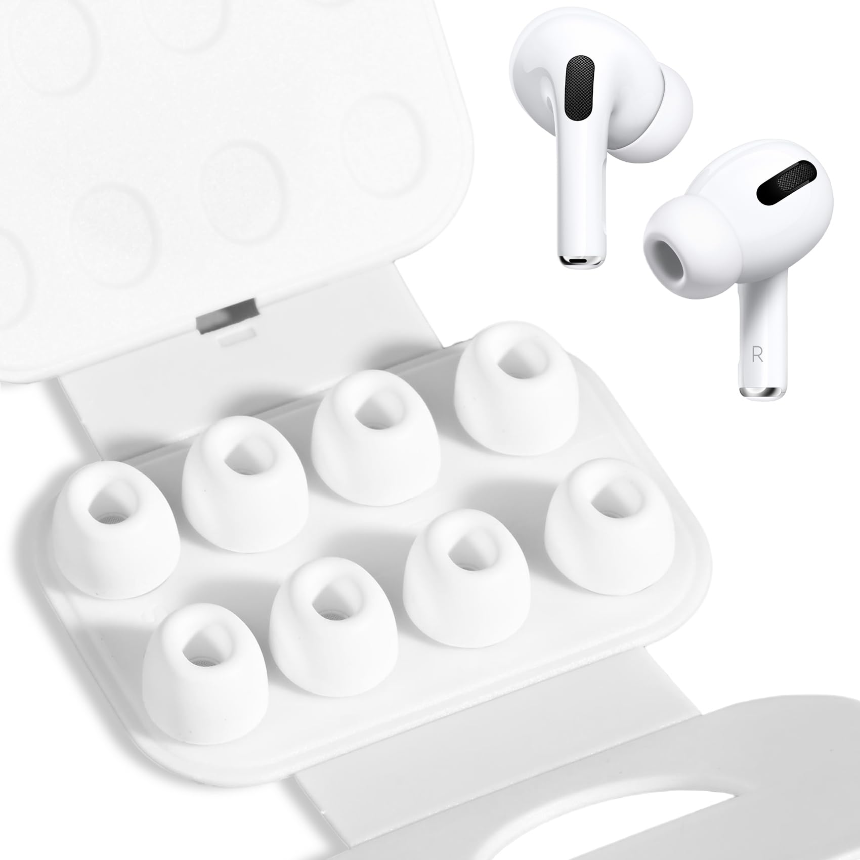 BillyBath Earbuds Earbuds, 4 Pairs Replacement for Airpods Pro/Pro 2AirPods Pro and AirPods Pro 2 with Noise Reduction Hole, Silicone Earbuds for Airpods Pro with Portable Case Size: S