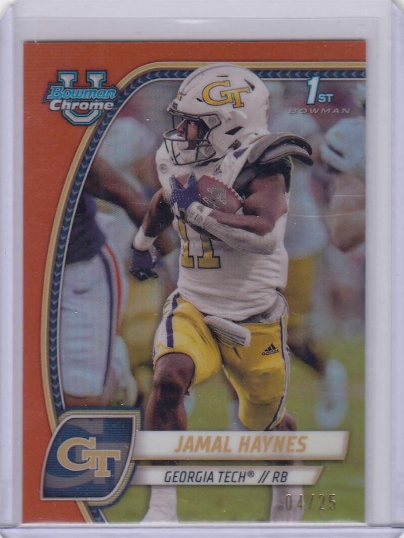 Football Trading Card 2024 Bowman University Chrome Refractor Orange #90 Jamal Haynes EX/NM 4/25