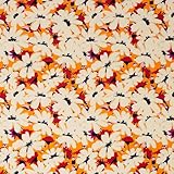 Singer, 100% Cotton, White Flowers On Orange