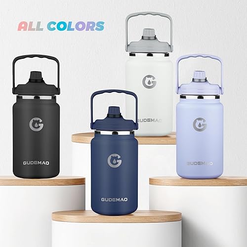 Miniatura 8 de Botella de agua aislada de 1 galón con asa, jarra de agua de acero inoxidable al vacío doble de 135 onzas para bebidas calientes y frías, a prueba