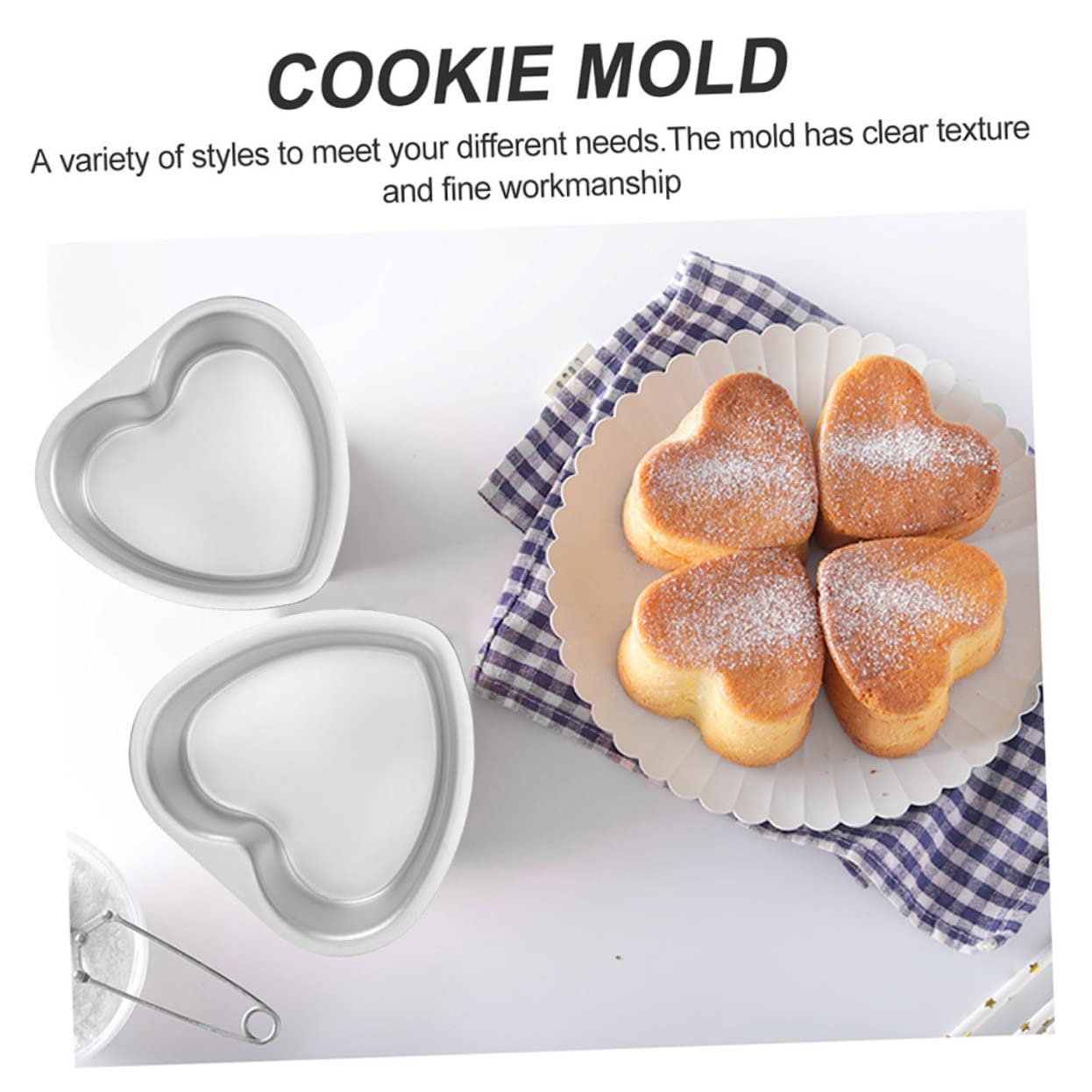 COLLBATH Moule à Gâteau de Cœur 2 Pièces Alliage D'aluminium Argenté