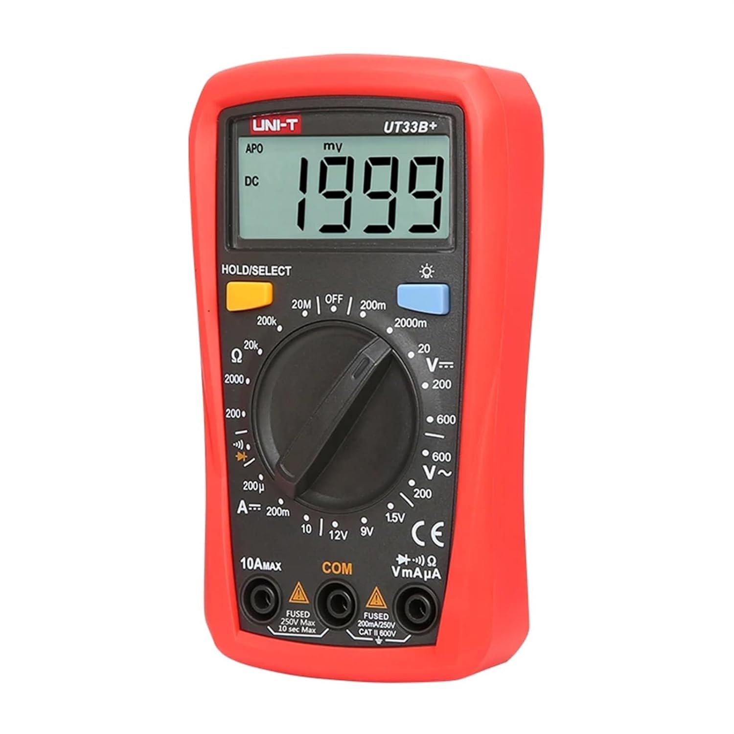 UT33B+ Digital Multimeter Manual Range AC 200mV~600V Voltage Meter 10A Current Tester Resistance Meter