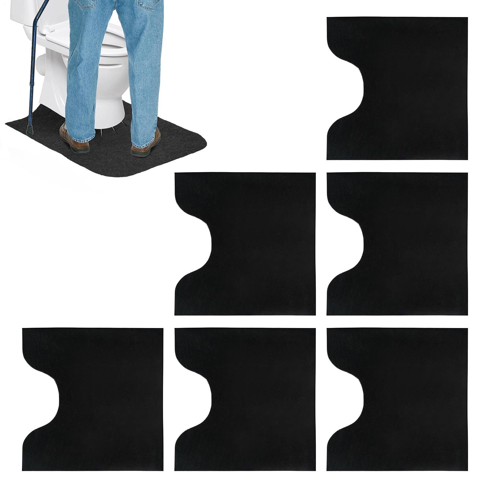 Tapis de toilette en feutre absorbant U | Lot de 6 antidérapants lavables