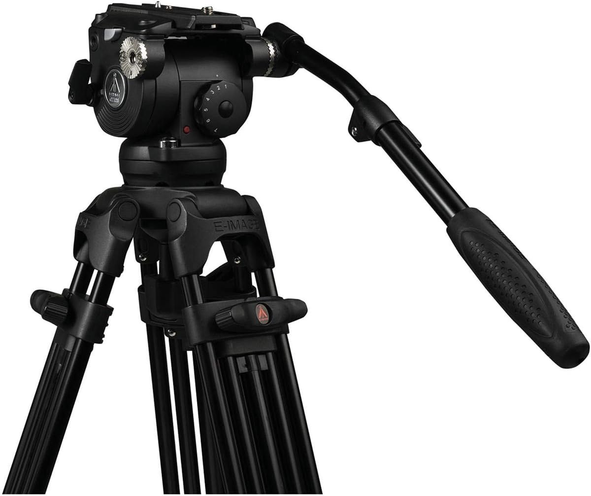 Ikan 3 Stage Aluminum Video Tripod w/ GH08 Fluid Pan/Tilt Head, Maximum Height: 67″, Variable Tilt/Drag, 17.6 lb. Capacity, 75mm Bowl, Includes Padded Shoulder Bag (EG08A2) - Black