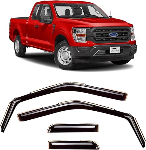 Voron Glass Protectores de lluvia extra duraderos en canal para Ford F150 SuperCab 2021-2023, deflectores de ventana, viseras de ventana, 4 piezas -