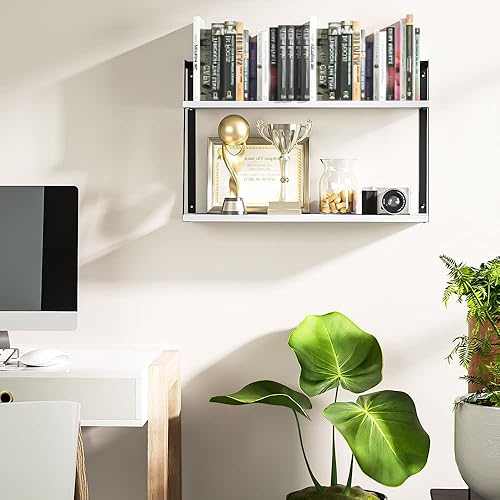 Miniatura 8 de SRIWATANA Estantes de pared flotantes, estantes de madera rústica, estantes de libros, montados en la pared, decoración perfecta para habitación