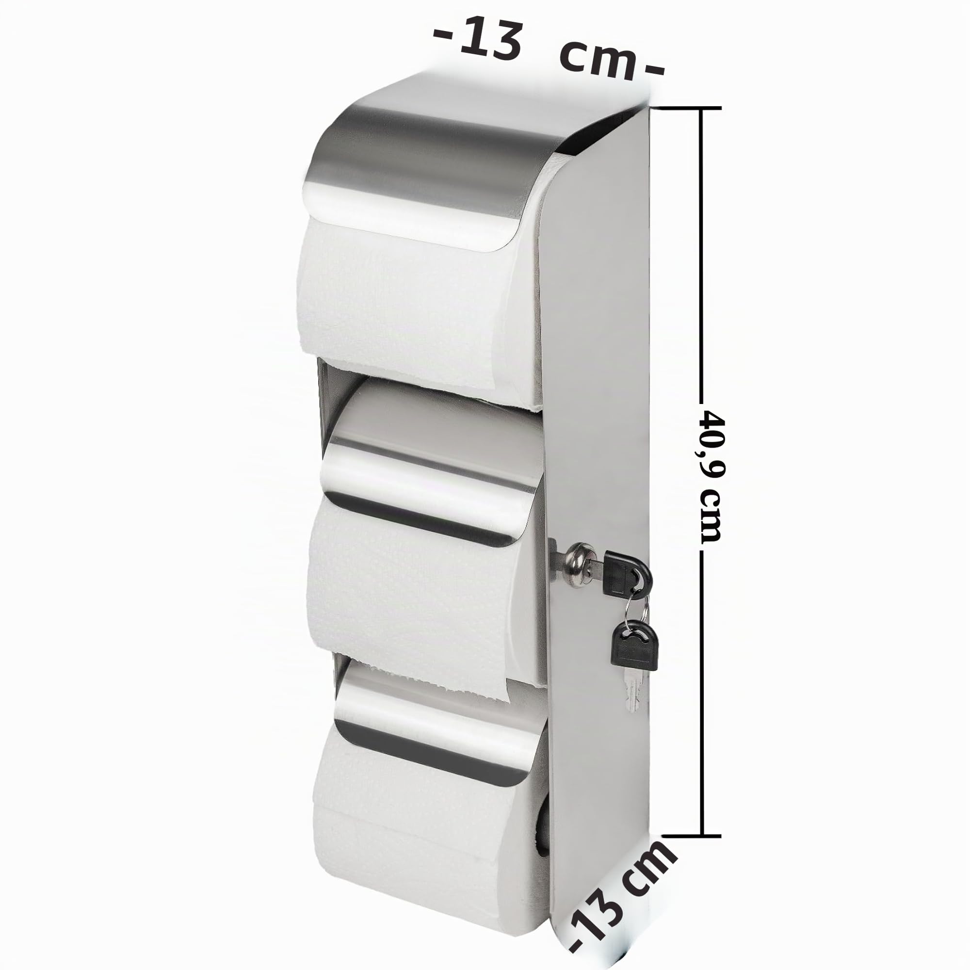 Desyeryamimi Distributeur de Papier Toilette Commercial avec verrou - Distributeur de Papier Toilette 3 Rouleaux en Acier Inoxydable - Support Mural Double Rouleau pour Salle de Bain/Toilettes
