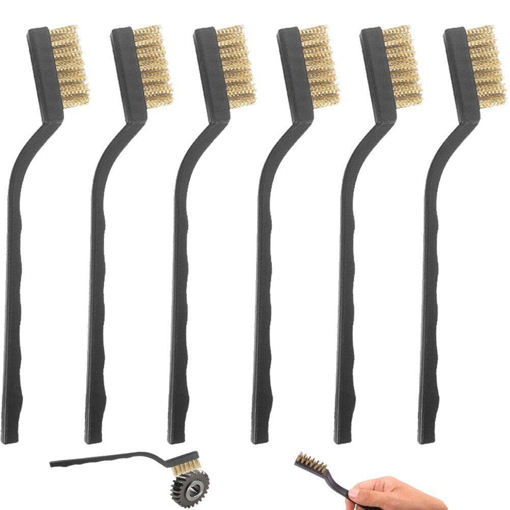 Fituenly 6pcs Mini Copper Wire Brush Scrapers Cleaning Brush Wire Brush Mini Remove Rust Brush Clean Tools