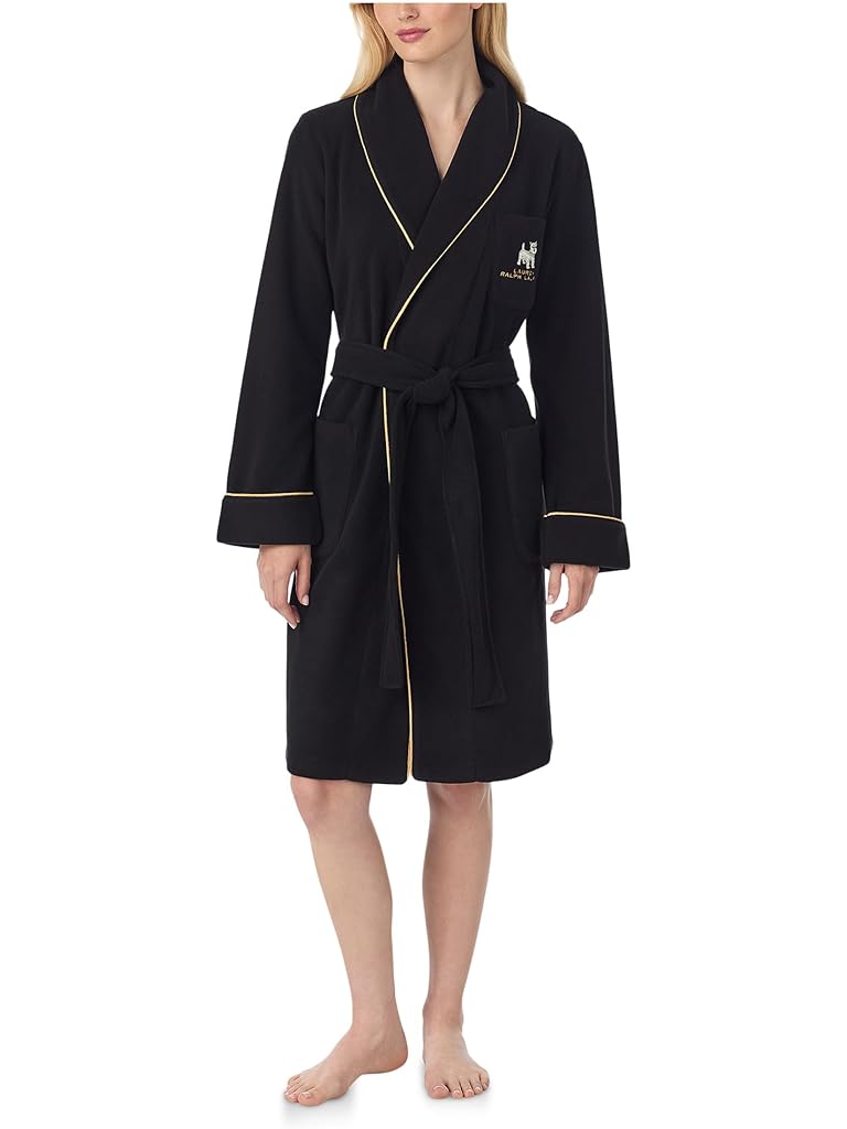 Black Lauren Ralph Lauren Recycled Polyester Dalton Short Fleece Robe