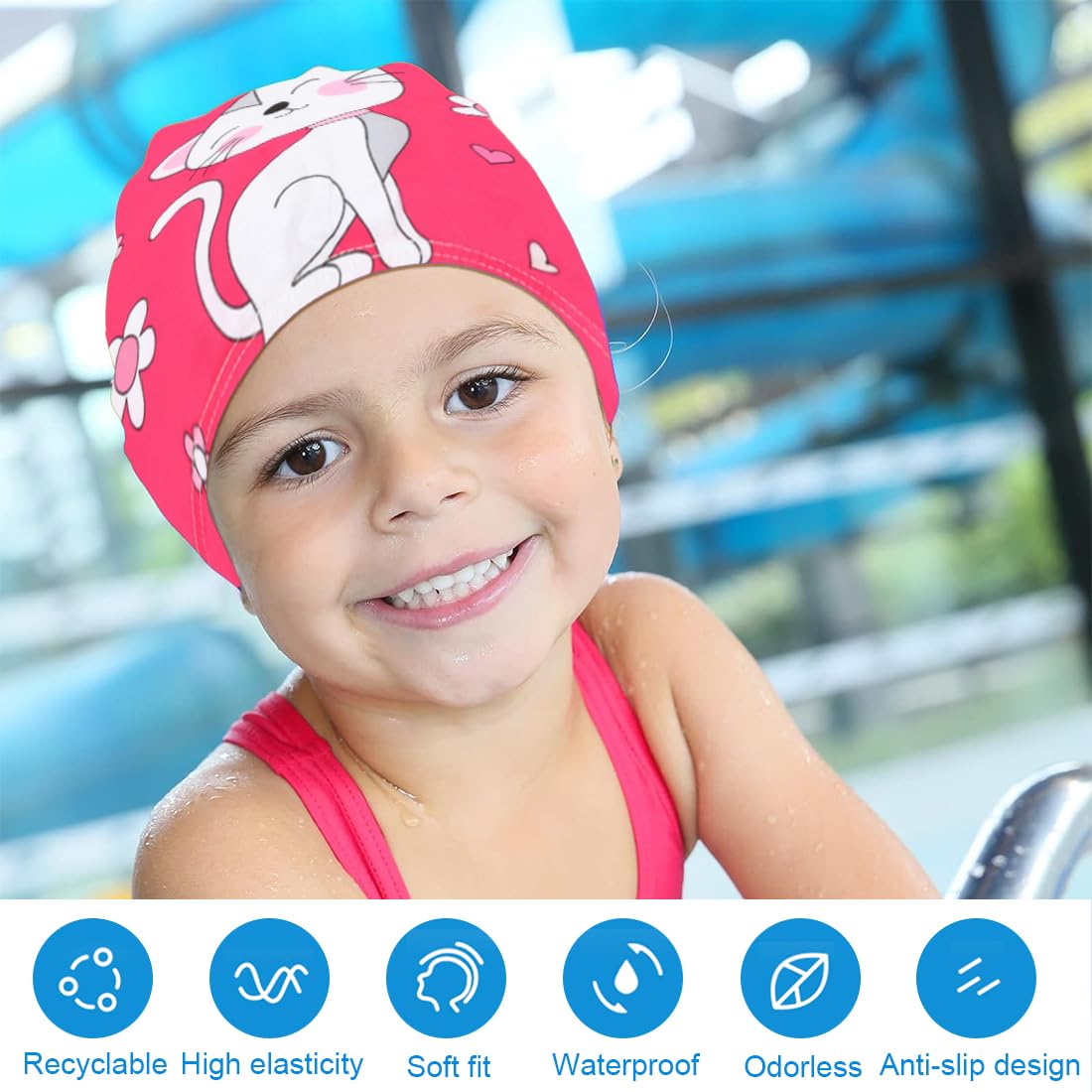 2 Piezas Gorros De Natación Para Niños Gorro Piscina Bebe Gorros De Piscina Divertida Gorros De Baño Con Diseño De Gorros Para Pelo Largo Y Corto