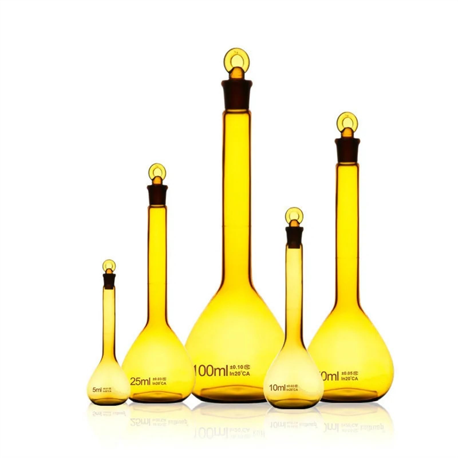 Matraz aforado de vidrio, recipiente marrón, botella, matraz ámbar 1 2 5 10 20 25 50 100 ml(5 ml with bottom)