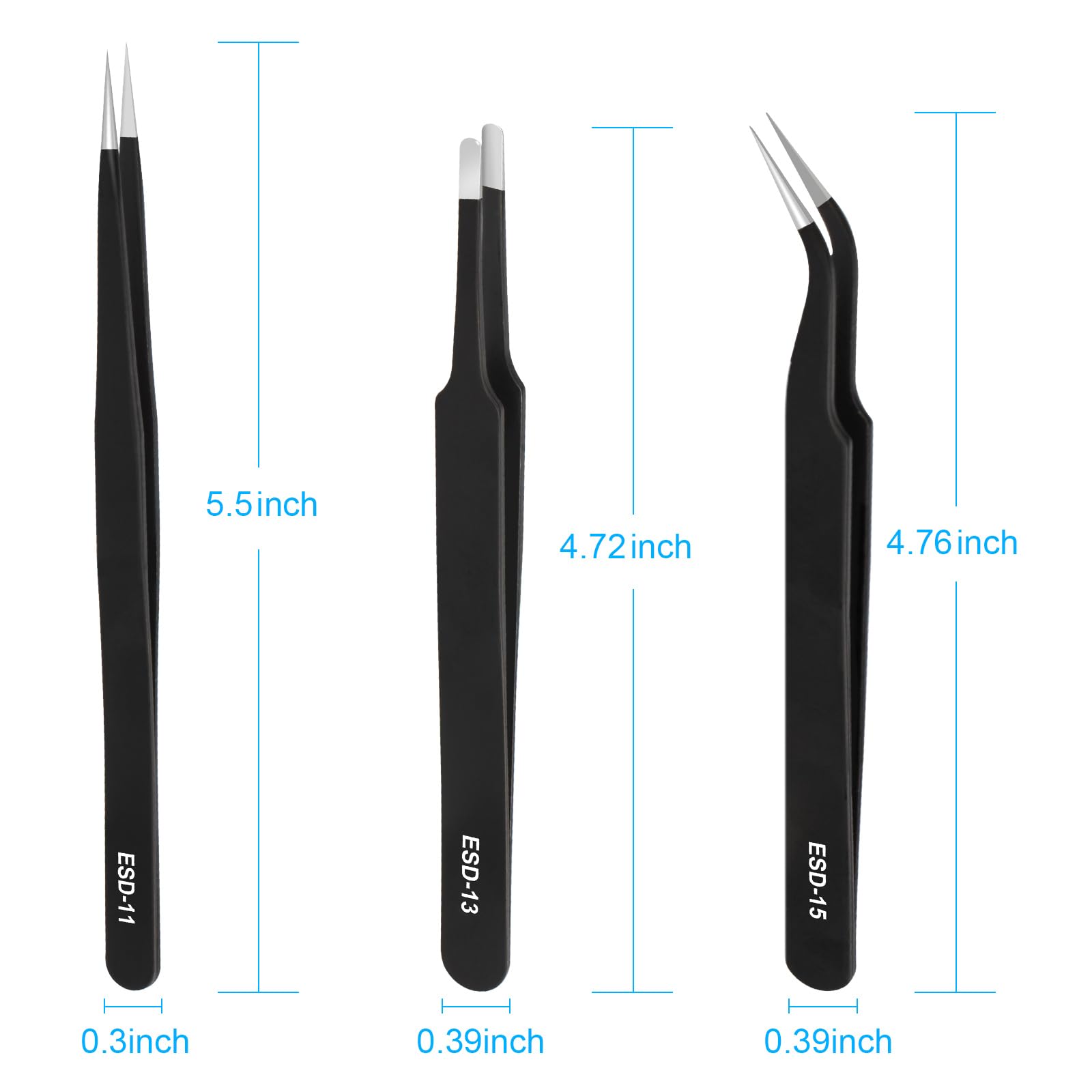 3PCS Precision Tweezers Set, Upgraded ESD high-end anti-static for Craft — Amazon image 2