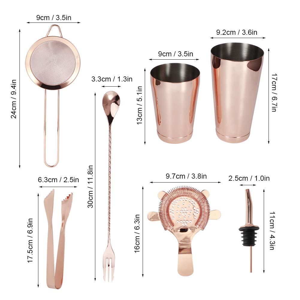 Juego De Coctelera De 11 Piezas, Juego De Coctelera, Juego De Herramientas De Coctelera Profesional De Acero Inoxidable Multifunción Juego Completo De Herramientas(Rose Gold)