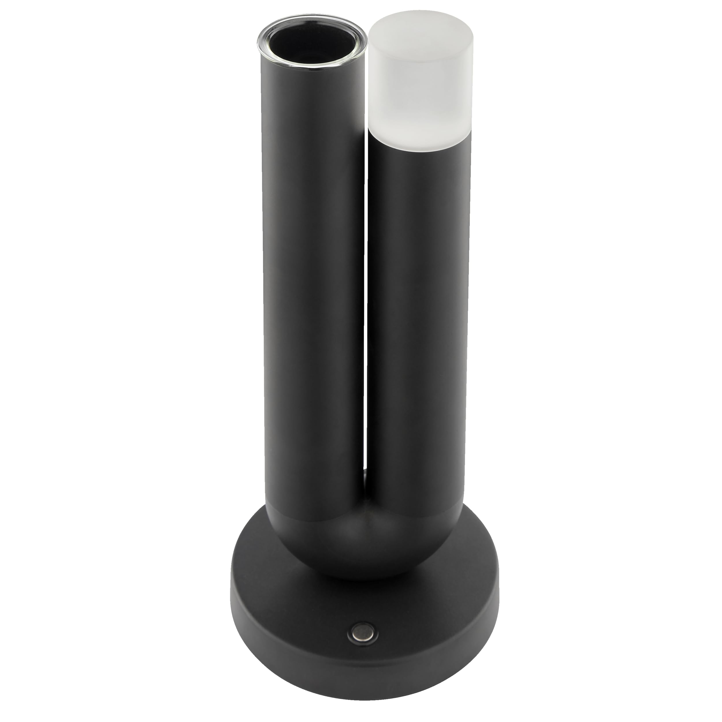 Lightbox LED Tischleuchte mit integrierter Vase, 250 lm, 2700 K, Höhe 27 cm, 3 Stufen dimmbar, Akkubetrieb, induktiv und per USB ladbar, Aluminium Acryl, schwarz, für Wohnzimmer, Balkon, Terrasse