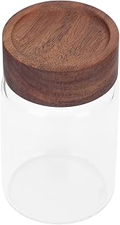 Cabilock 1pc Glass Bottle with Wooden lid Glass Storage jar Glass Candy jar Terrarium airtight Glass containers Food Storage Canister Tea Storage jar Tea Jar Empty Storage Jar jam Tea Set