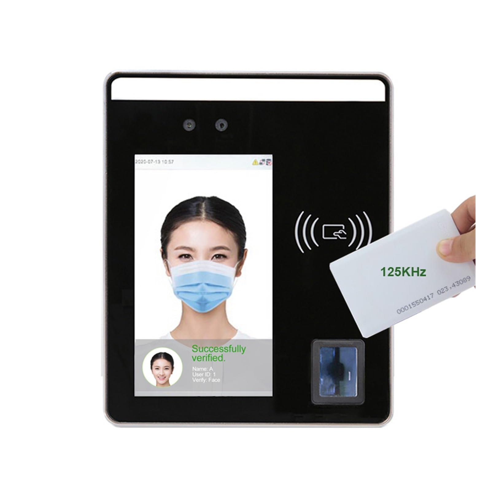 Máquina de Fichaje, ZK SpeedFace-H5L Luz Visible Reconocimiento biométrico de Huellas Dactilares de Control de Acceso con Tarjeta RFID y Tiempo de Asistencia(Speedface-H5L-ID,English_Plug)