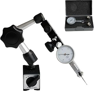 HDLNKAK Professional Dial Test Indicator with Magnetic Base Stand and Storage Case，0-0.03"x0.0005" Test Indicator，with 2 Metal Dovetail Clamps 3/8'' and 5/32'' in Storage Case