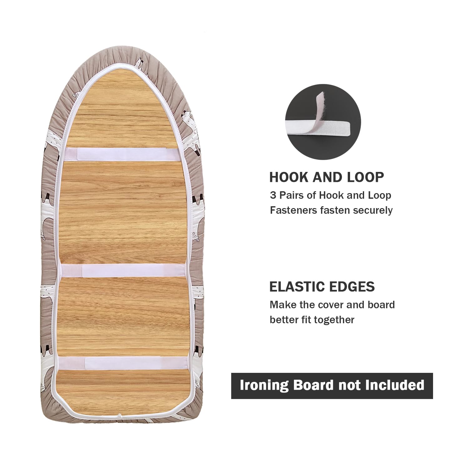 Funda y almohadilla para tabla de planchar de mesa pequeña de 12 x 32 pulgadas, 3 pares de correas de cierre de velcro, bordes elásticos, funda de algodón para mini tabla de planchar con acolchado
