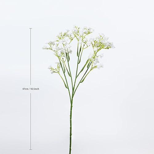Miniatura 6 de GLSATEMAN Flores artificiales de aliento y gypsophila para bebé, juego de 6 aerosoles azules para decoración del hogar, bodas y fiestas (blanco)