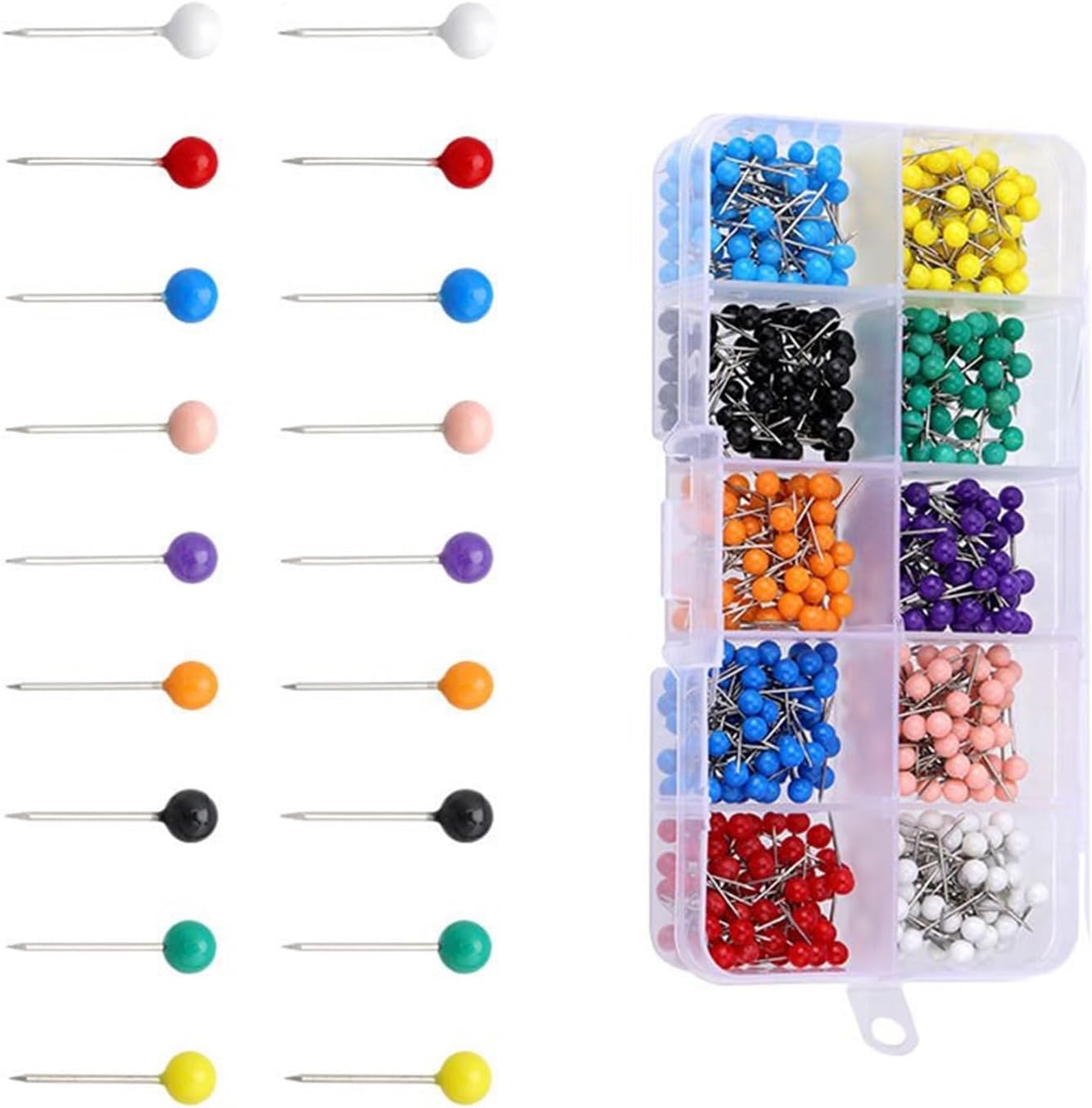 200/500/900Pcs 4mm Round Head Sewing Pins with Storage Box Color Coded Dressmaking Pins for Quilting and Pattern Making