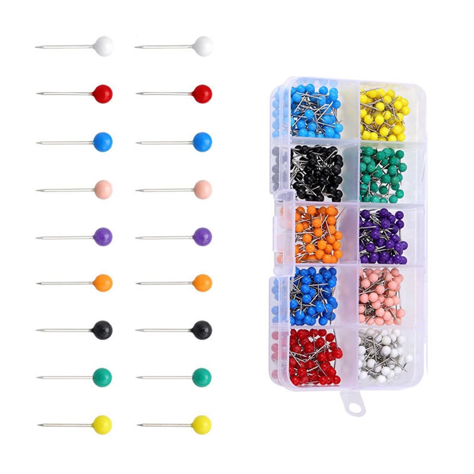Xjdzineq 4mm Round Head Sewing Pins 200/500 / 900Pcs Multicolored Dressmaking for Dressmaker Fabric Tailoring Garment Making Sewing with Storage Box