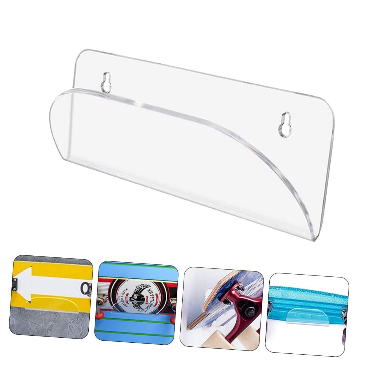 GALPADA Skateboard Wall Hanger Transparent Acrylic Display Rack for Easy Storage and Showcase of Skateboards for Various Styles and Space-saving Design