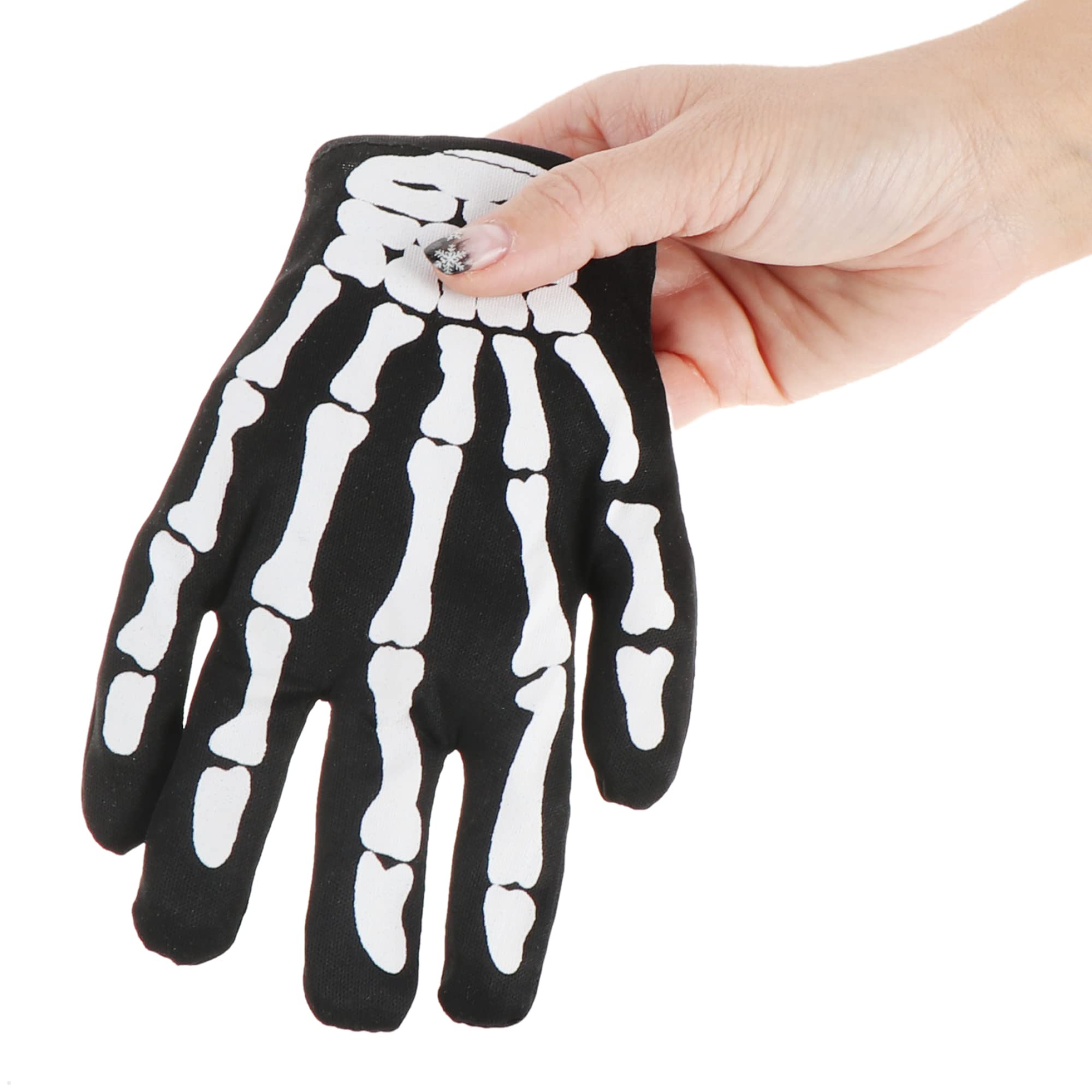 com-four® Guantes de Esqueleto - Accesorios de Disfraces con patrón de Huesos para Halloween, Carnaval, Día de Muertos, Cosplay - Manos de Esqueleto espeluznantes