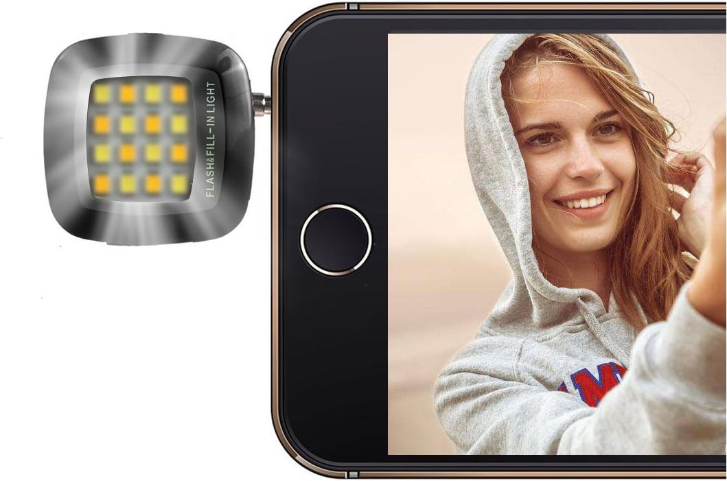 Universal Portable Mini 16 LED Night Using Selfie Light,[Extra Bright] Enhancing Dimmable Flash Light for Photos Video in Dark, Pocket Spotlight For iPhone, Android and Camera, Black