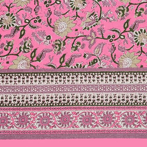 Image of 100% Cotton Single Bedsheet with 1 Pillow Cover | 240 TC Pure Cotton Flat Bed Sheet | Traditional Jaipuri Printed Bedding Set | Soft & Breathable | 60 x 90 Inch (Rangmahal Single 05)