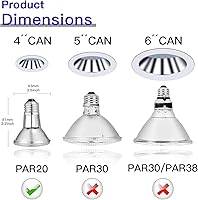Vista 5 de PAR20 Flood Bombillas de 50W 120V, Paquete de 6 Bombillas Halógenas PAR20 de 50 Vatios 2250 Lúmenes, Bombilla Halógena Regulable Par20 E26 50W 120V