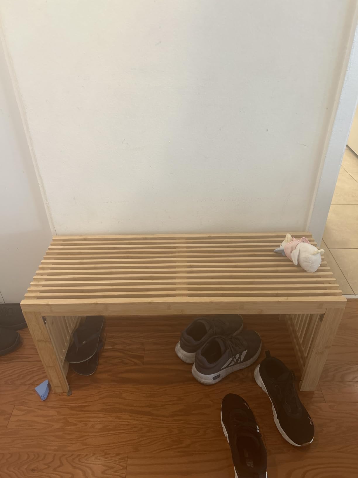 HOOBRO Bamboo Dining Bench, 35", Natural photo review