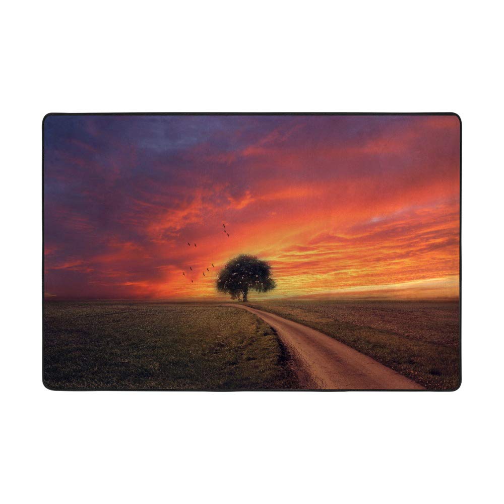 Tapis de sol grand format 183x122cm velours corail imprimé nature forêt Ruchen