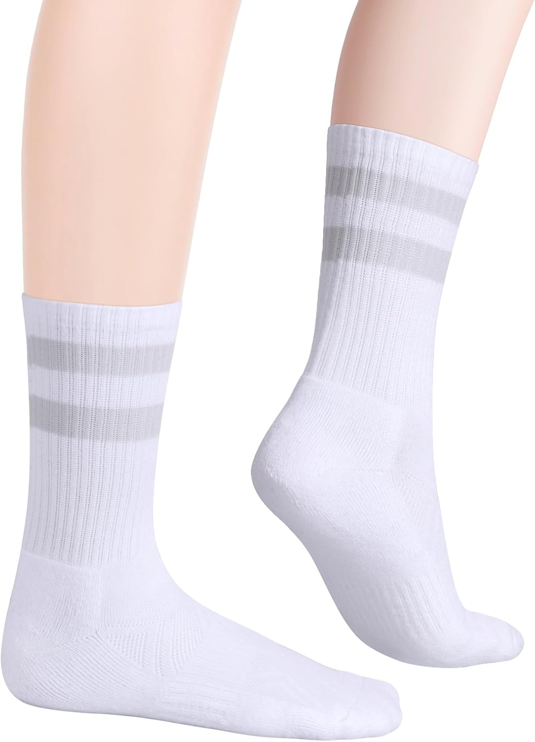 YUEDGE Womens Socks Moisture Wicking Striped Athletic Cushioned Crew Socks Breathable Cotton Tube Socks For Women, 5 Pairs - Image 4