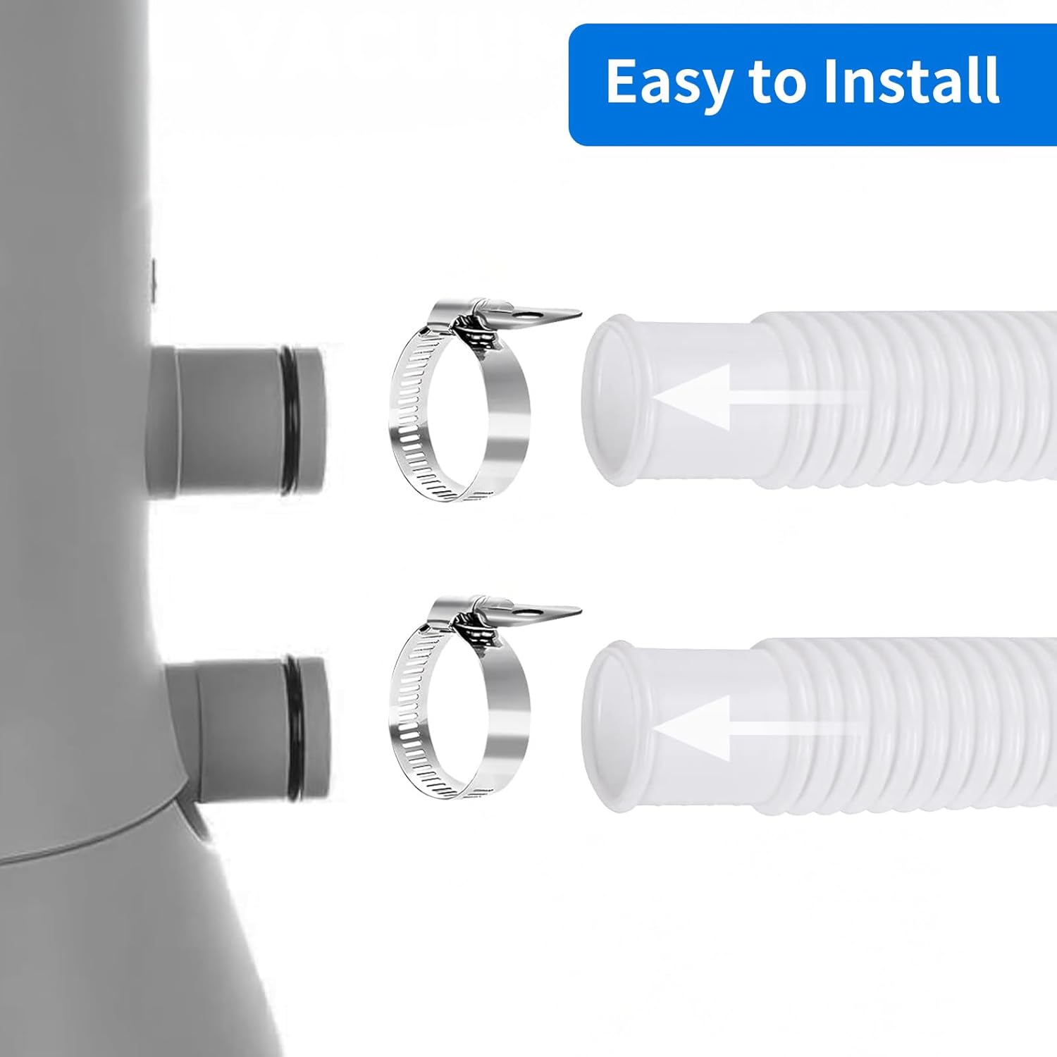 Replacement Pool Hoses for Above Ground Pools, 4 Pack, 1-1/4" Diameter x 59" Length, Includes 8 Metal Clamps, Compatible with Intex Pool Filter Pump 607, 637