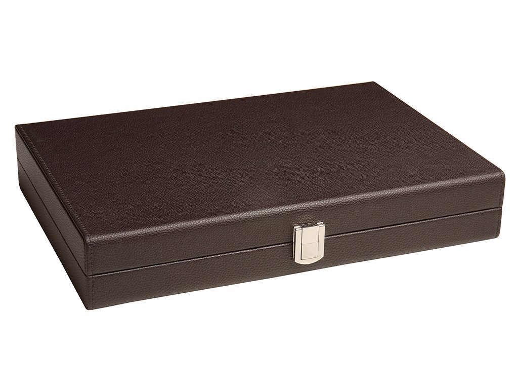 Silverman & Co. Backgammon da viaggio Premium da 33 cm, marrone scuro, 2 giocatori, età 12+