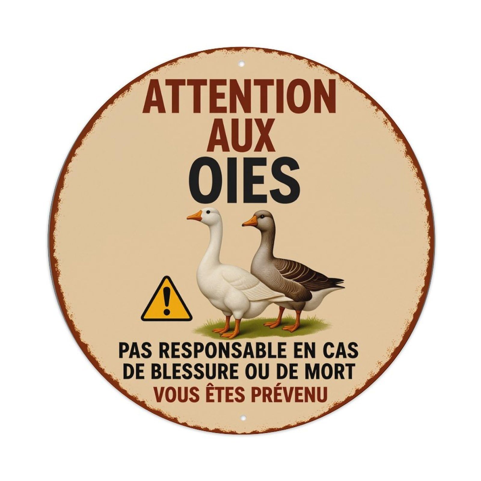 Beware of Geese Sign Round Tin Sign Vintage Style Metal Sign Home Bar Garden Wall Plaque Decor Metal Poster 8x8 Inch