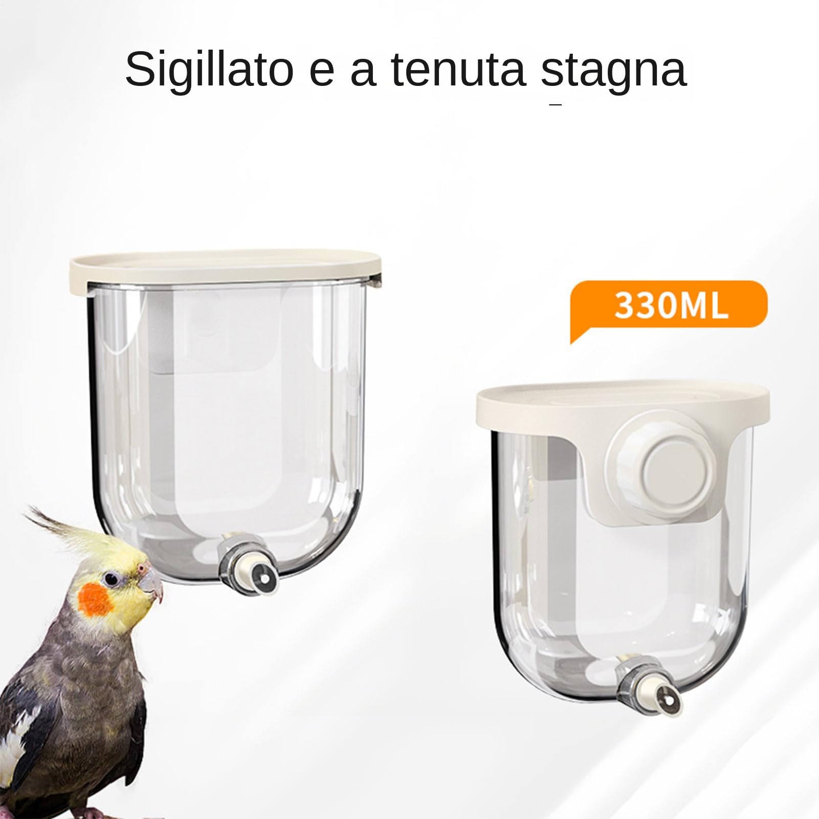 Bevitori D'acqua Per Uccelli | Beverino per Pappagallini | 330ml Tocco A Spillo Senza Gocciolamento Bevitore Da Montare Per Colibrì Pappagallini Fringuelli Pappagalli Canarini Cocorite