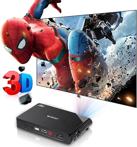 Proyector de batería 3D de bolsillo de 8400 mAh, mini HD proyector de campamento al aire libre inalámbrico WiFi para iOS teléfono Android, proyector